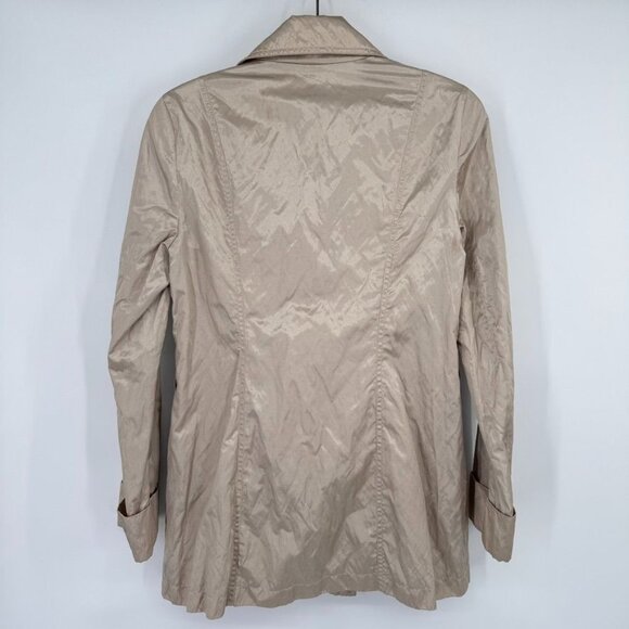 Cache Womens Beige Metallic Jacket coat size Small Nylon crinkle pockets - Picture 8 of 11